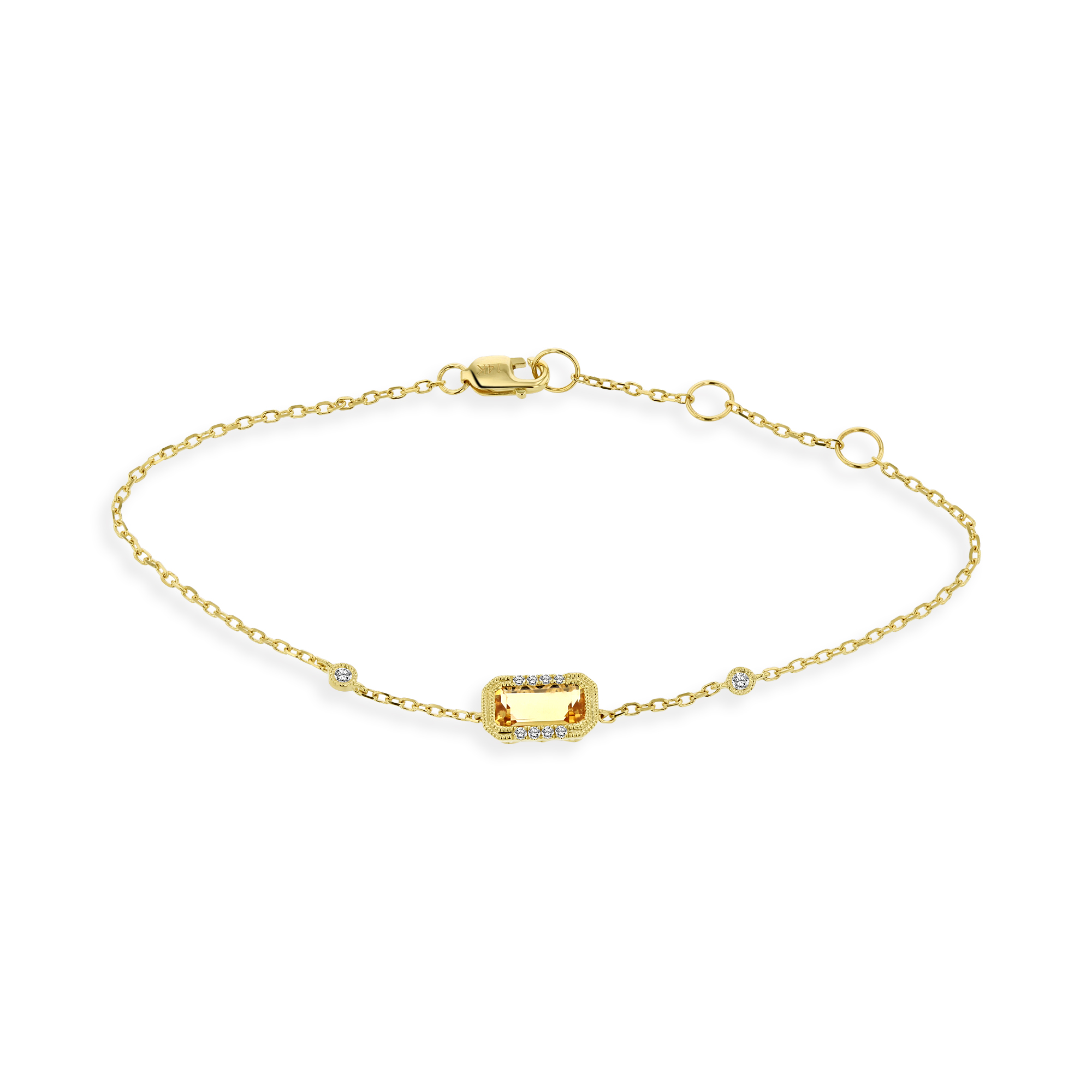 0.13ctw Diamond and Citrine Fashion Bracelet in 14k White Gold