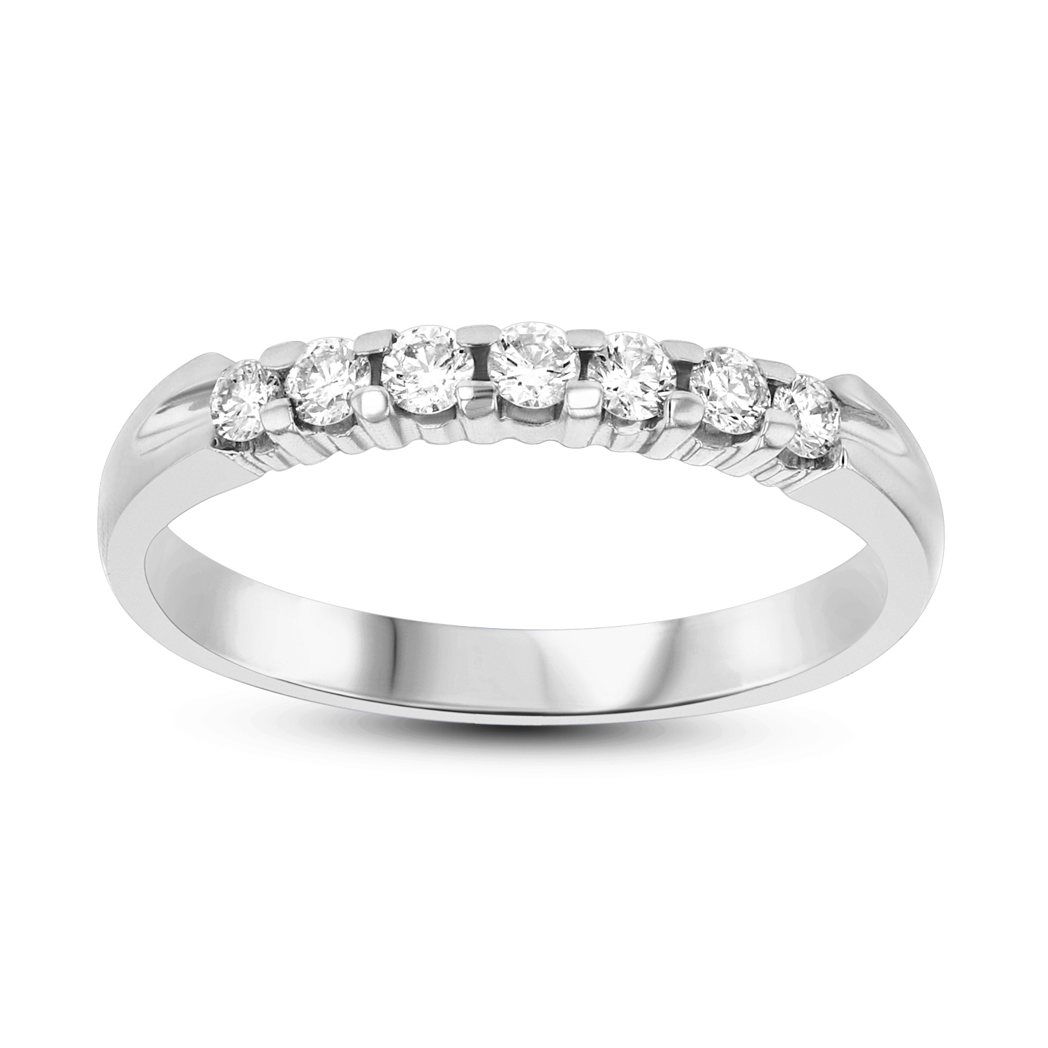 0.25ct tw 7 Stone Round Diamonds Shared Prong Anniversary or Wedding Band 14k Gold Bridal Ring H-J, SI
