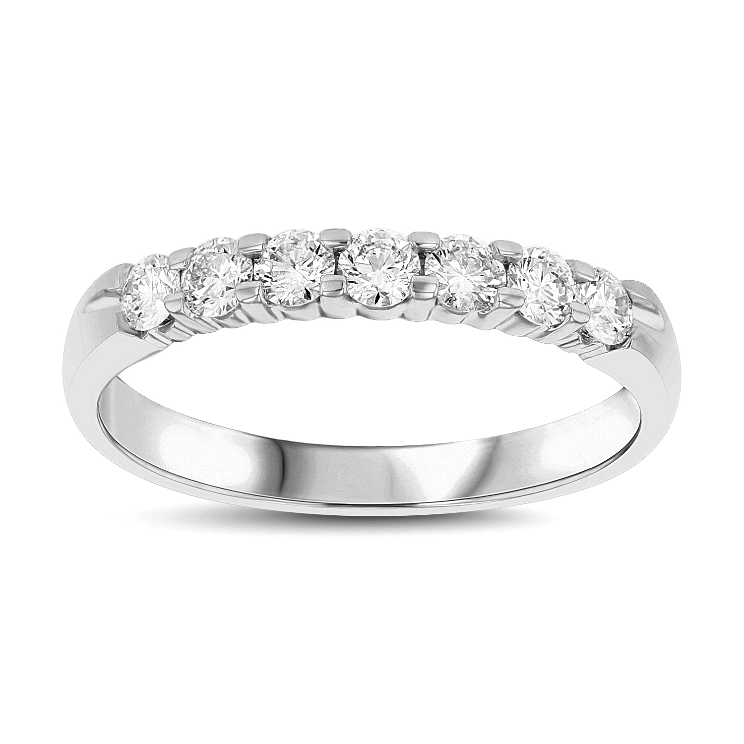 0.50ct tw 7 Stone Round Diamonds Shared Prong Anniversary or Wedding Band 14k Gold Bridal Ring H-J, SI