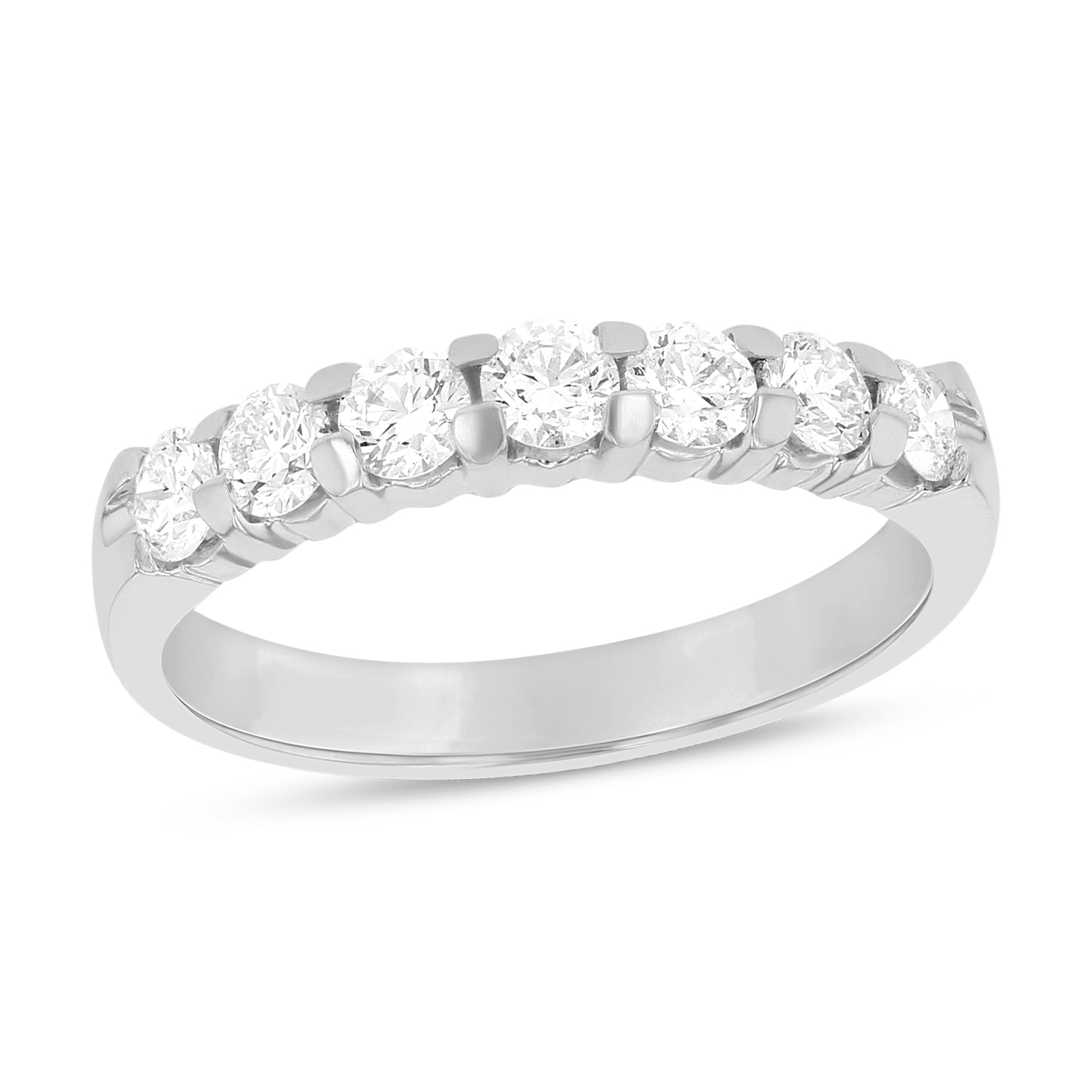0.75ct tw 7 Stone Round Diamonds Shared Prong Anniversary or Wedding Band 14k Gold Bridal Ring H-J, SI