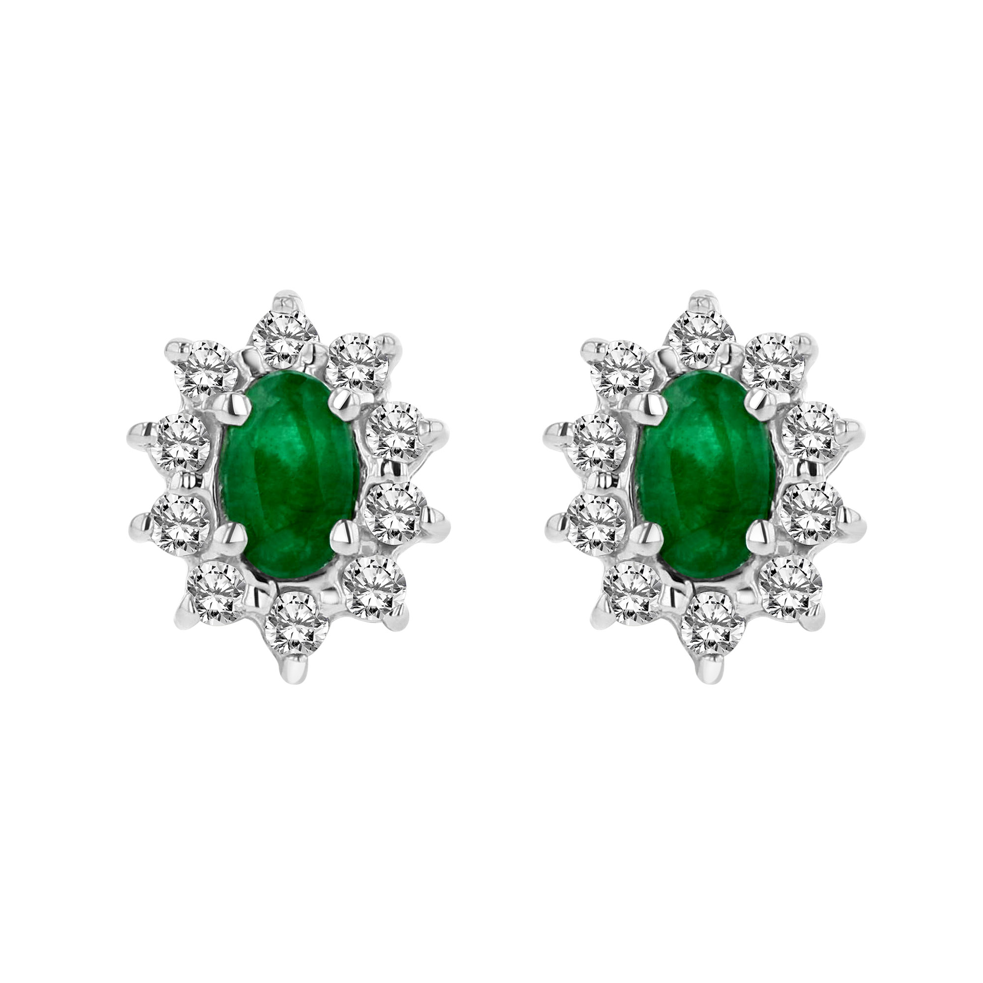 0.70cttw Diamond and Emerald Earring in 14k Gold