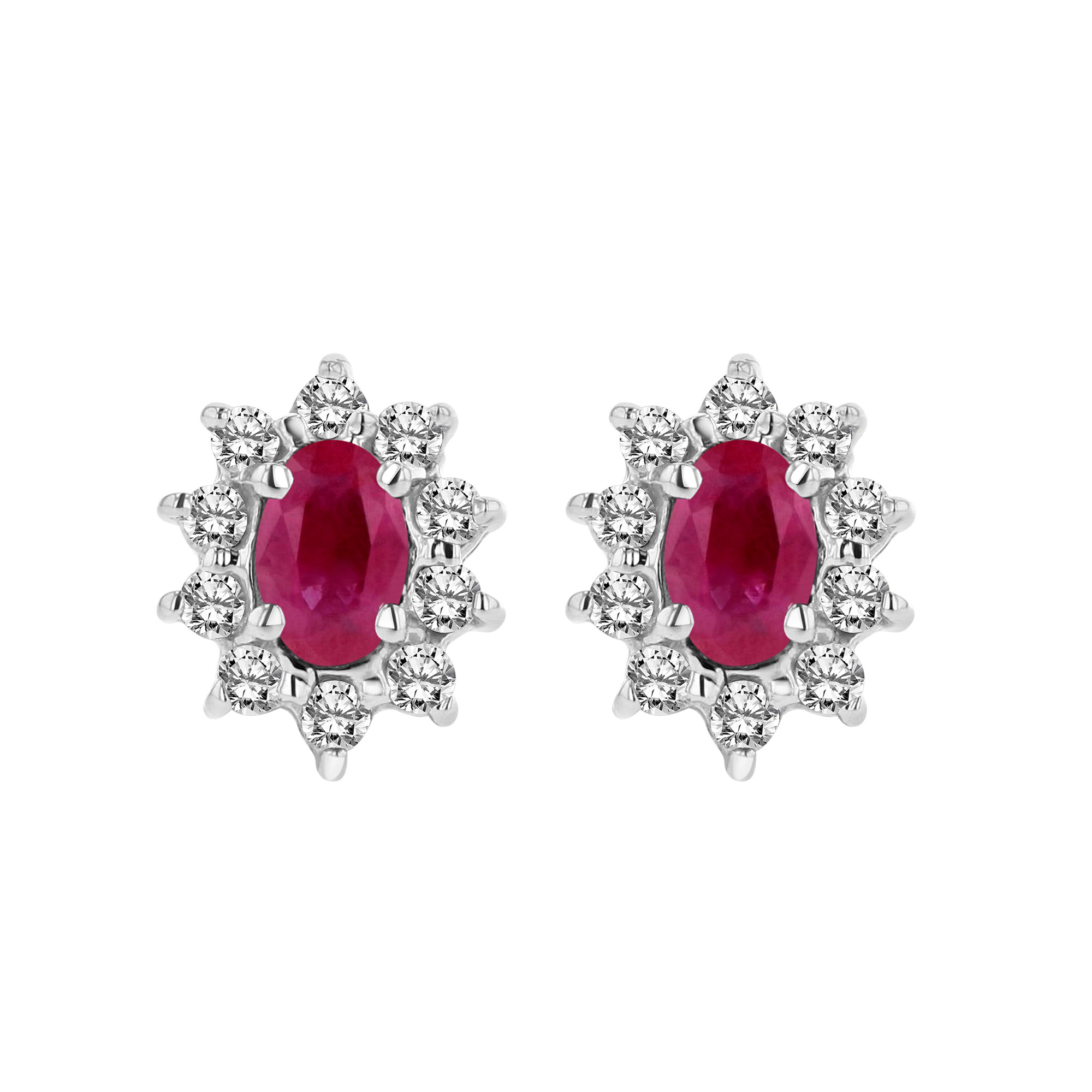 0.70cttw Diamond and Natural Heated Ruby Earring in 14k Gold