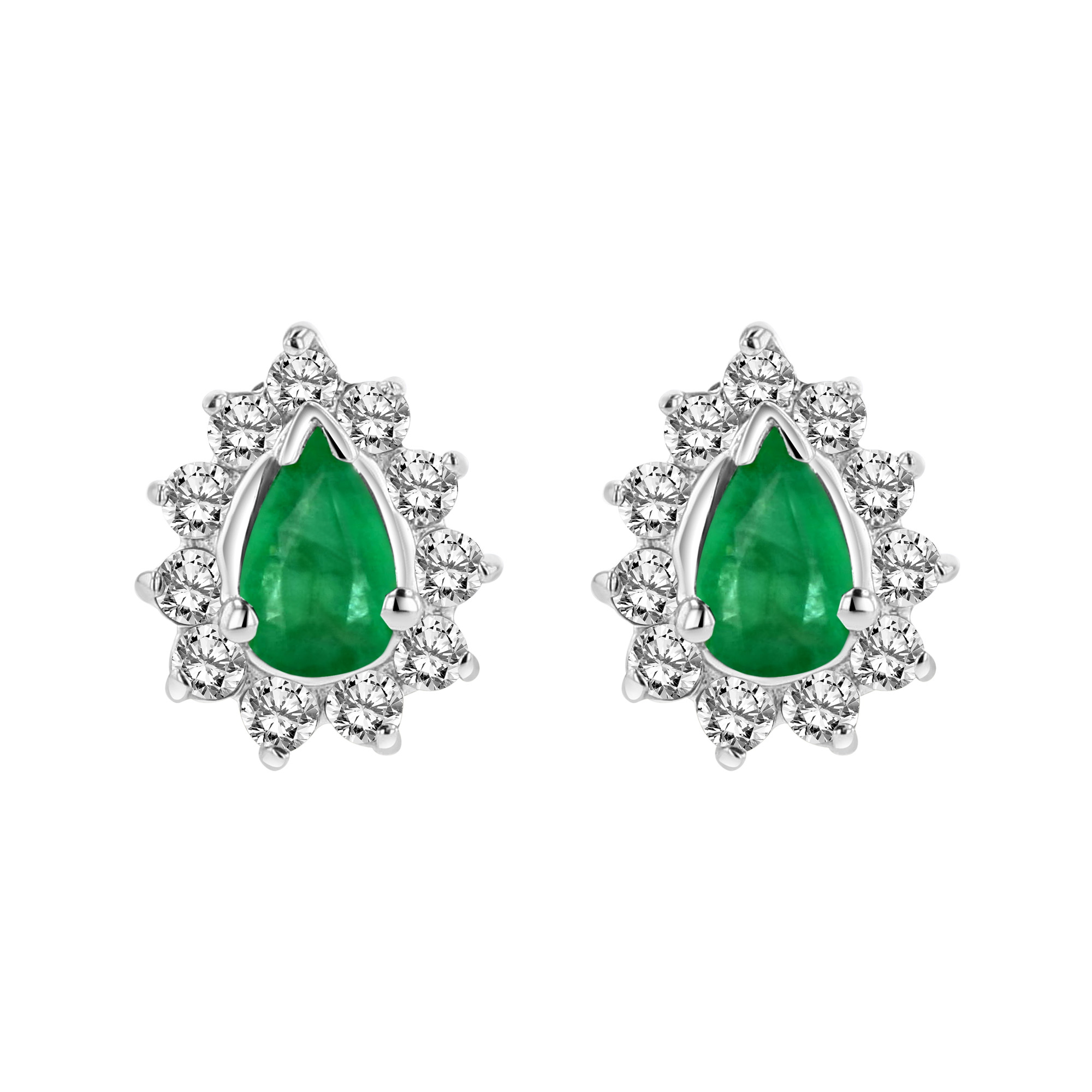 0.70cttw Diamond and Emerald Earrings in 14k Gold 