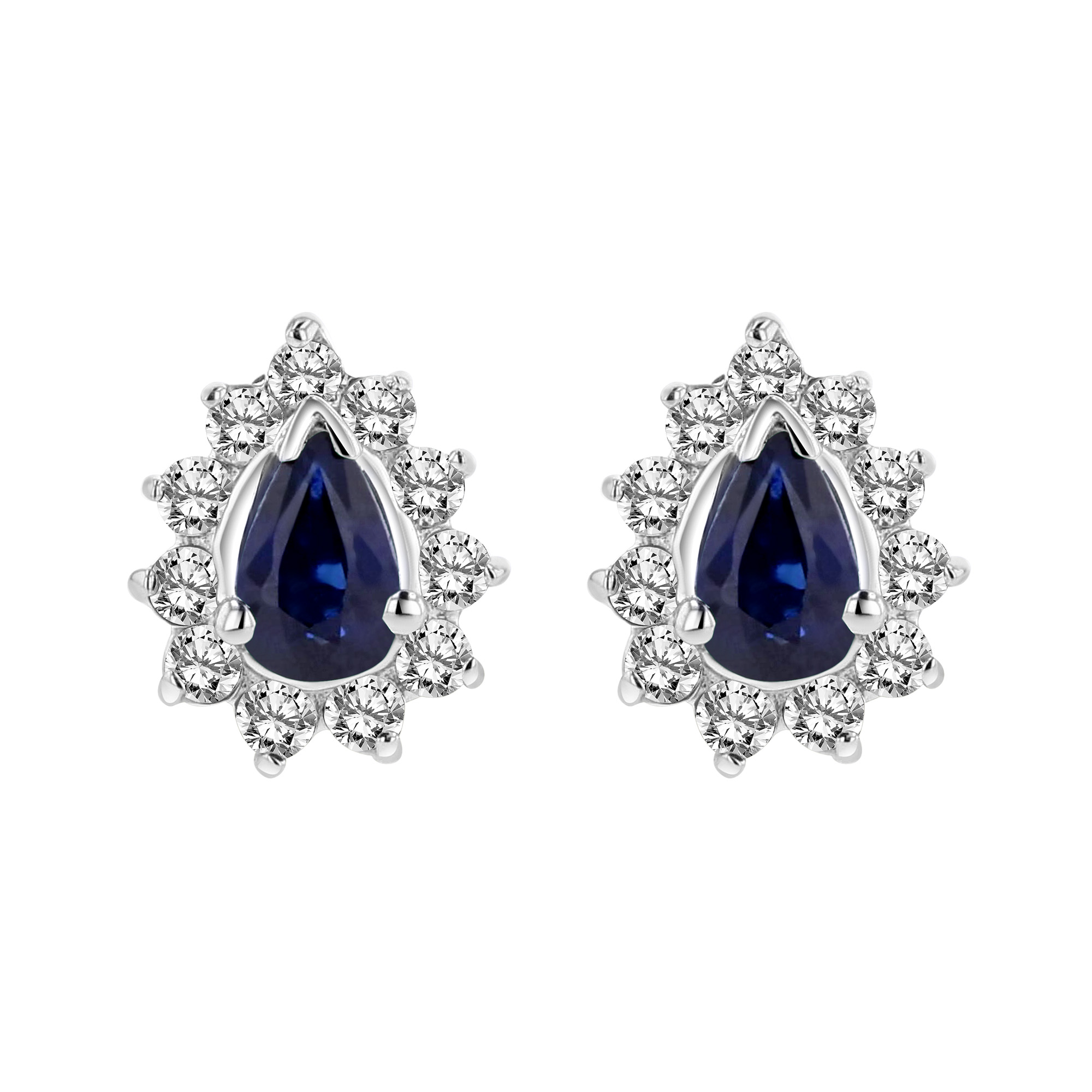 0.80cttw Diamond and Sapphire Earring in 14k Gold