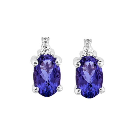 Oval Tanzanite and Diamond Earring set in 14k Gold