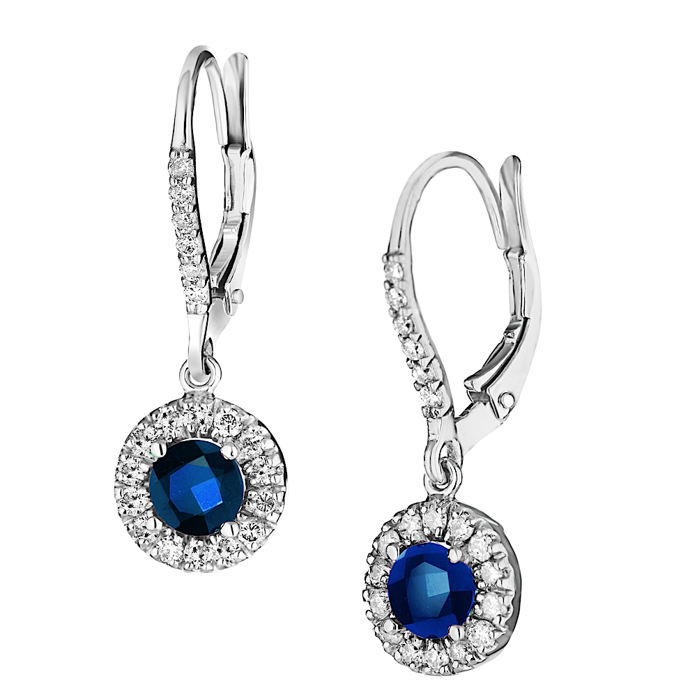 0.52ctw Diamond and Sapphire Earrings in 14k Gold