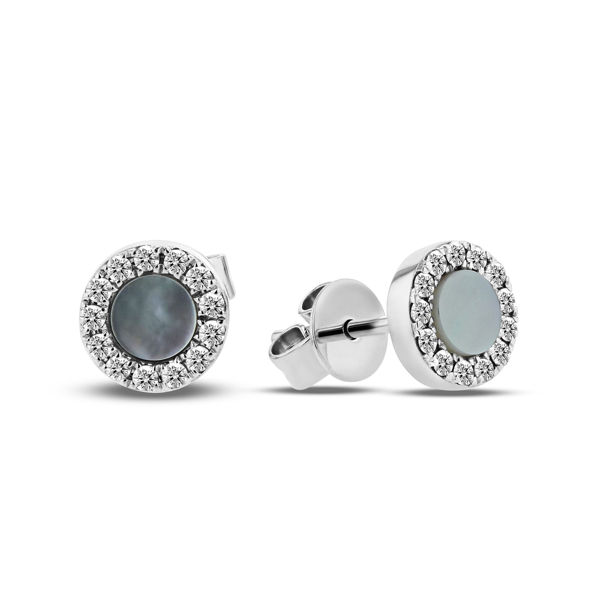 0.16ctw Diamond and Mother of Pearl Earrings in 14k White Gold