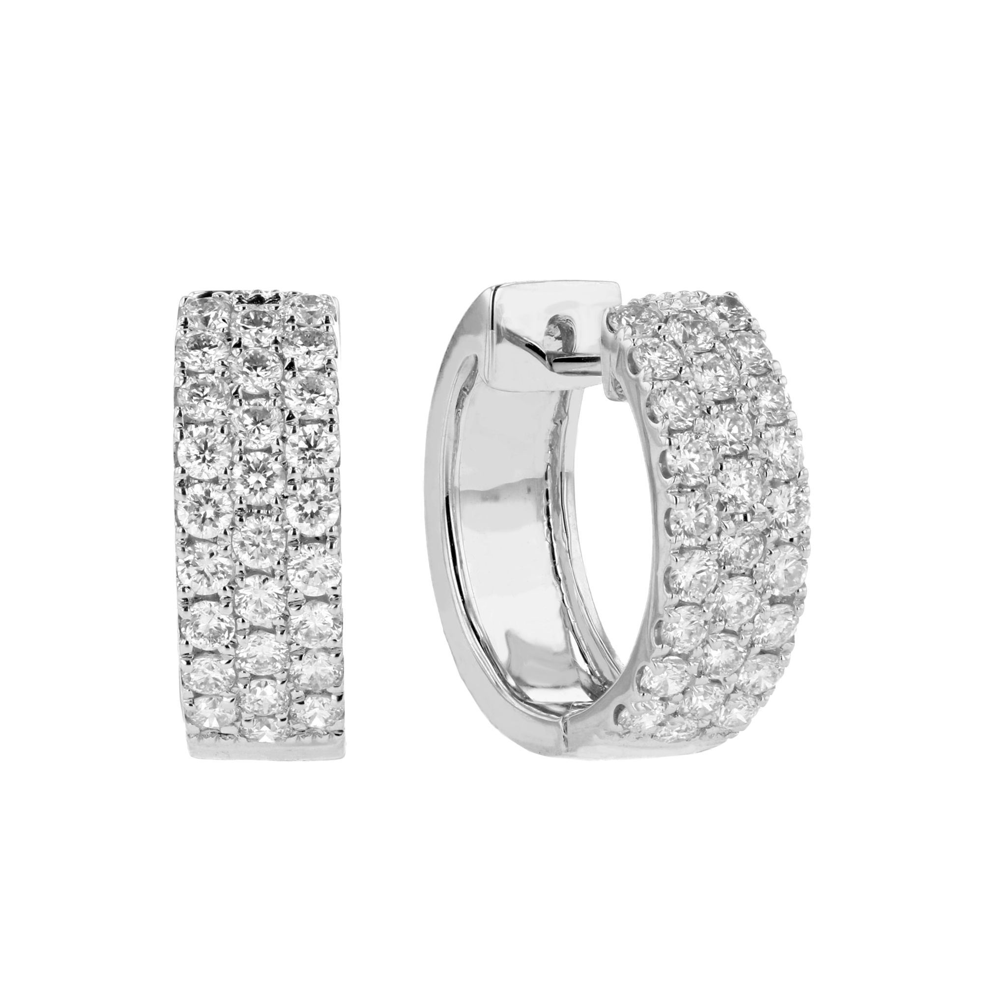 View 0.62ctw Diamond Hoops in 18k White Gold