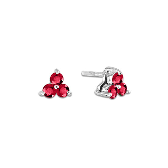 0.40cttw Natural Heated  Ruby Three Stone Earring in 14k Gold