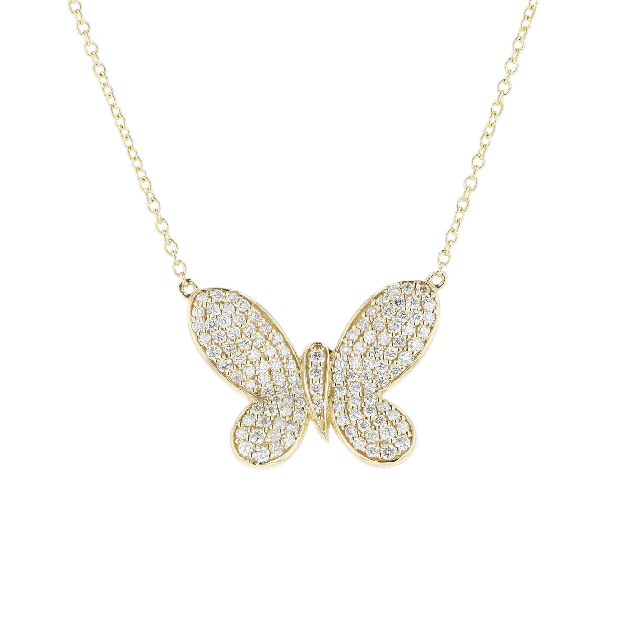 View 0.41ctw Diamond Butterly Necklace in 14k Yellow Gold