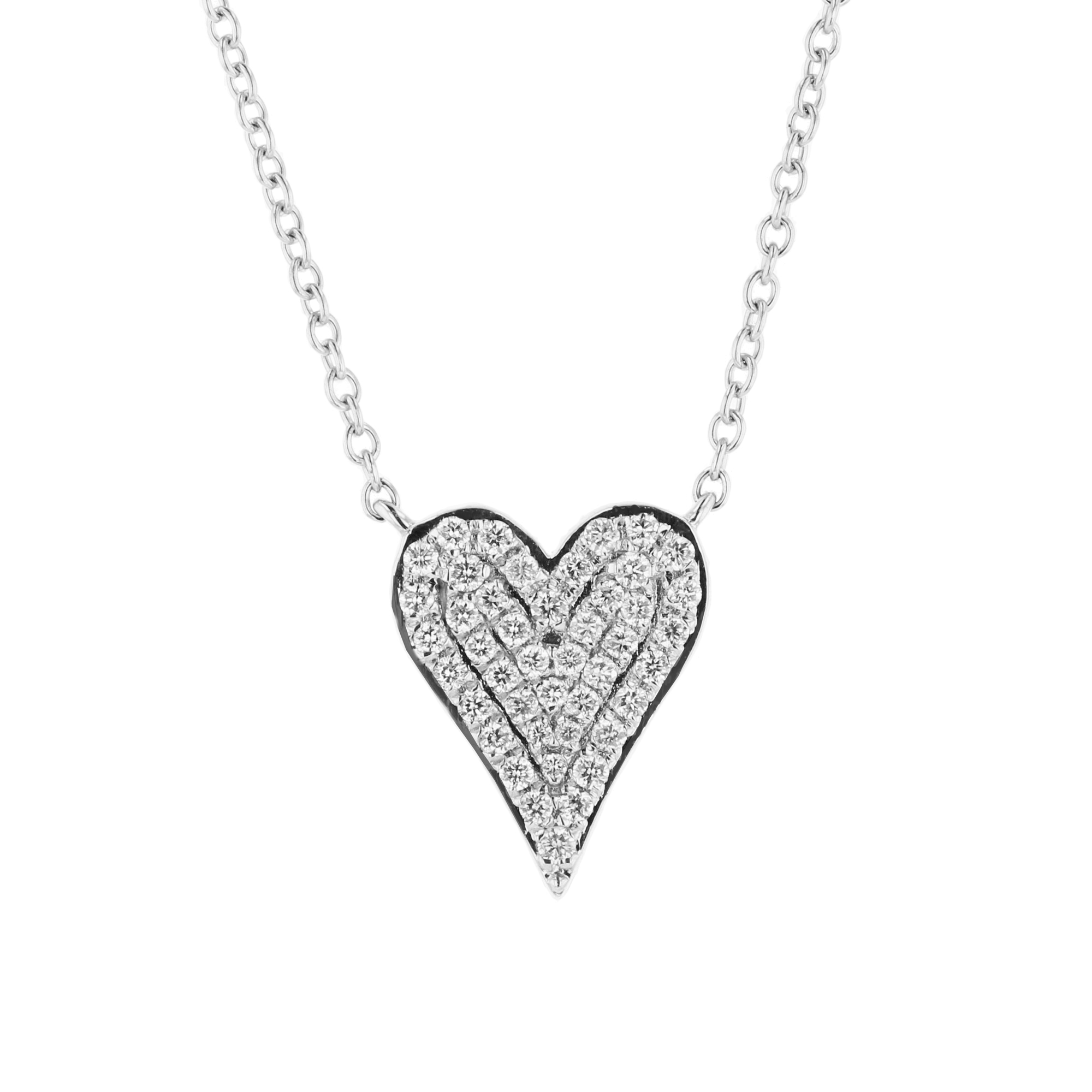 View 0.14ctw Diamond Heart Necklace in 14k White Gold