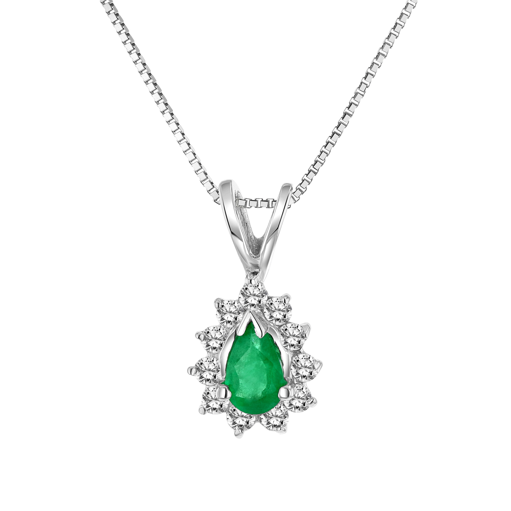 0.35cttw  Diamond and Emerald Pendant in 14k Gold