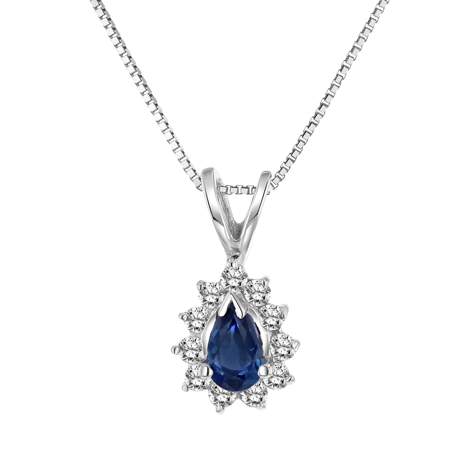 0.35cttw Diamond and Sapphire Pendant in 14k Gold