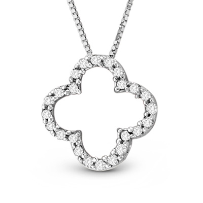 14k Gold Lucky Clover Pendant with 0.20ct tw HI SI Quality Diamonds (1/2 inch in length and 1/2 inch in width)