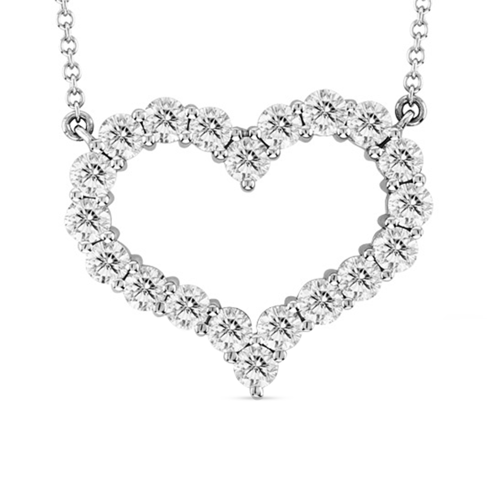 2.00ct tw Diamond Heart Shape Pendant Shared Prong Setting 14k Gold With 16 Inch Chain