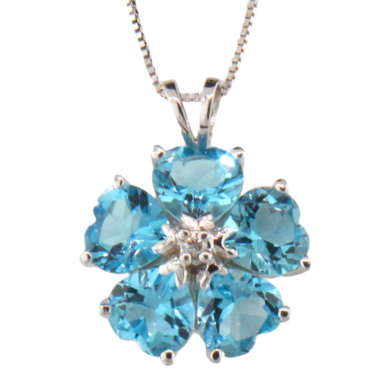 3.52cttw Blue Topaz and Diamond Pendant in 14k Gold