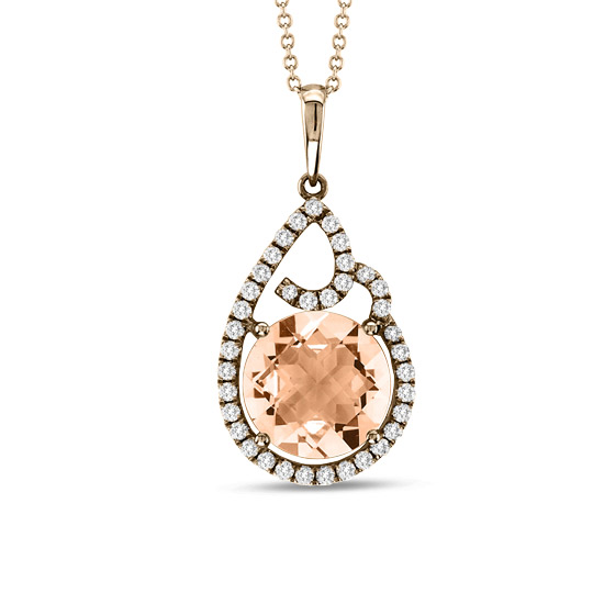 3.43cttw Diamond and Morganite Fashion Pendant in 14k Rose Gold