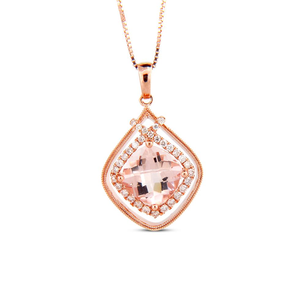 View 1.93cttw Morganite and Diamond Pendant in 14k Rose Gold