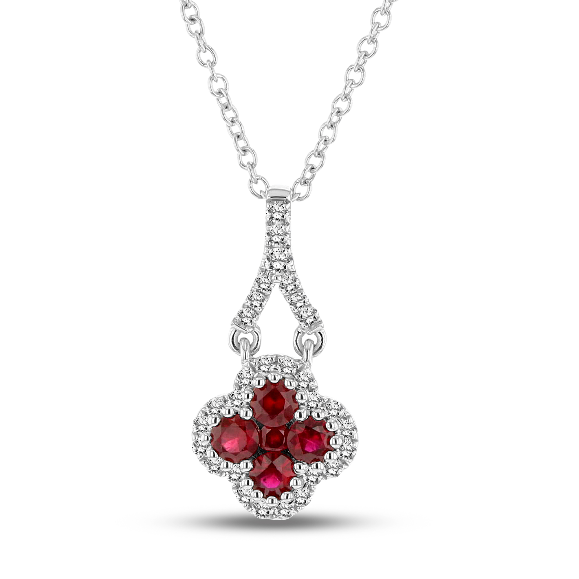 0.11ctw Diamond and Ruby Pendant in 18k White Gold