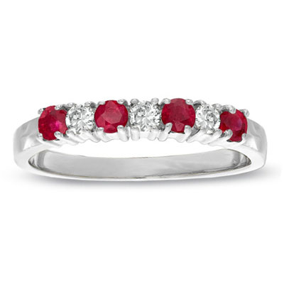 0.37cttw Natural Heated Ruby and Diamond Band set in 14k Gold