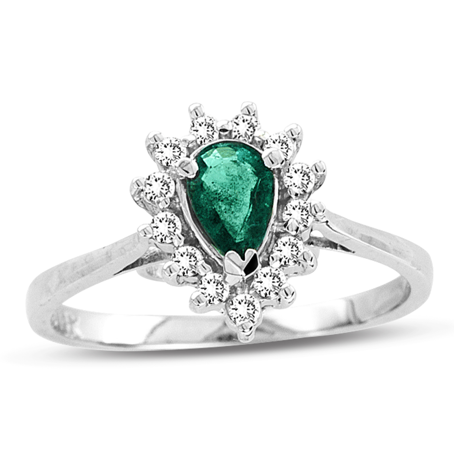 0.53ct tw Pear Shaped Emerald and Diamond Ring in 14k Gold