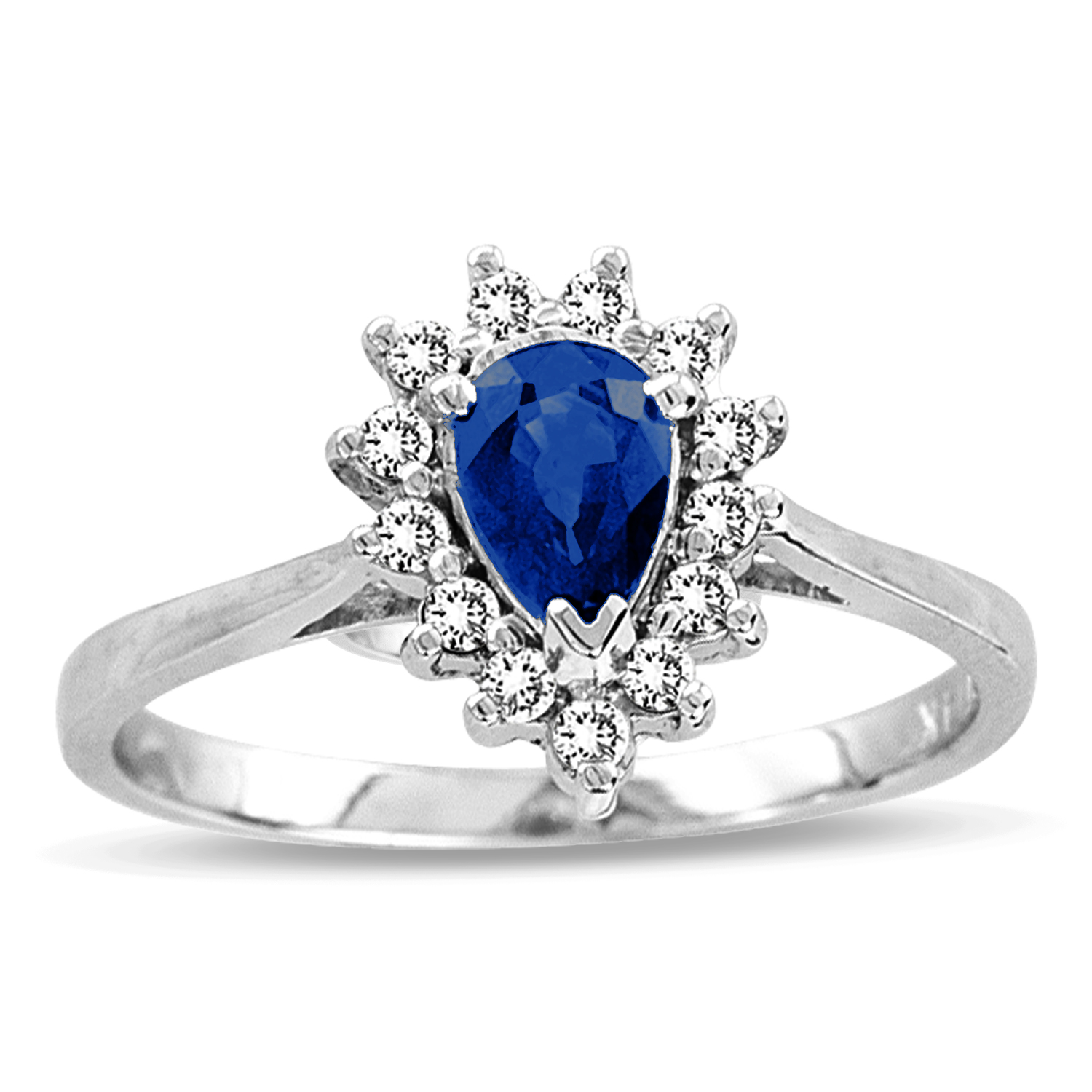 0.69ct tw Pear Shaped Sapphire and Diamond Ring in 14k Gold