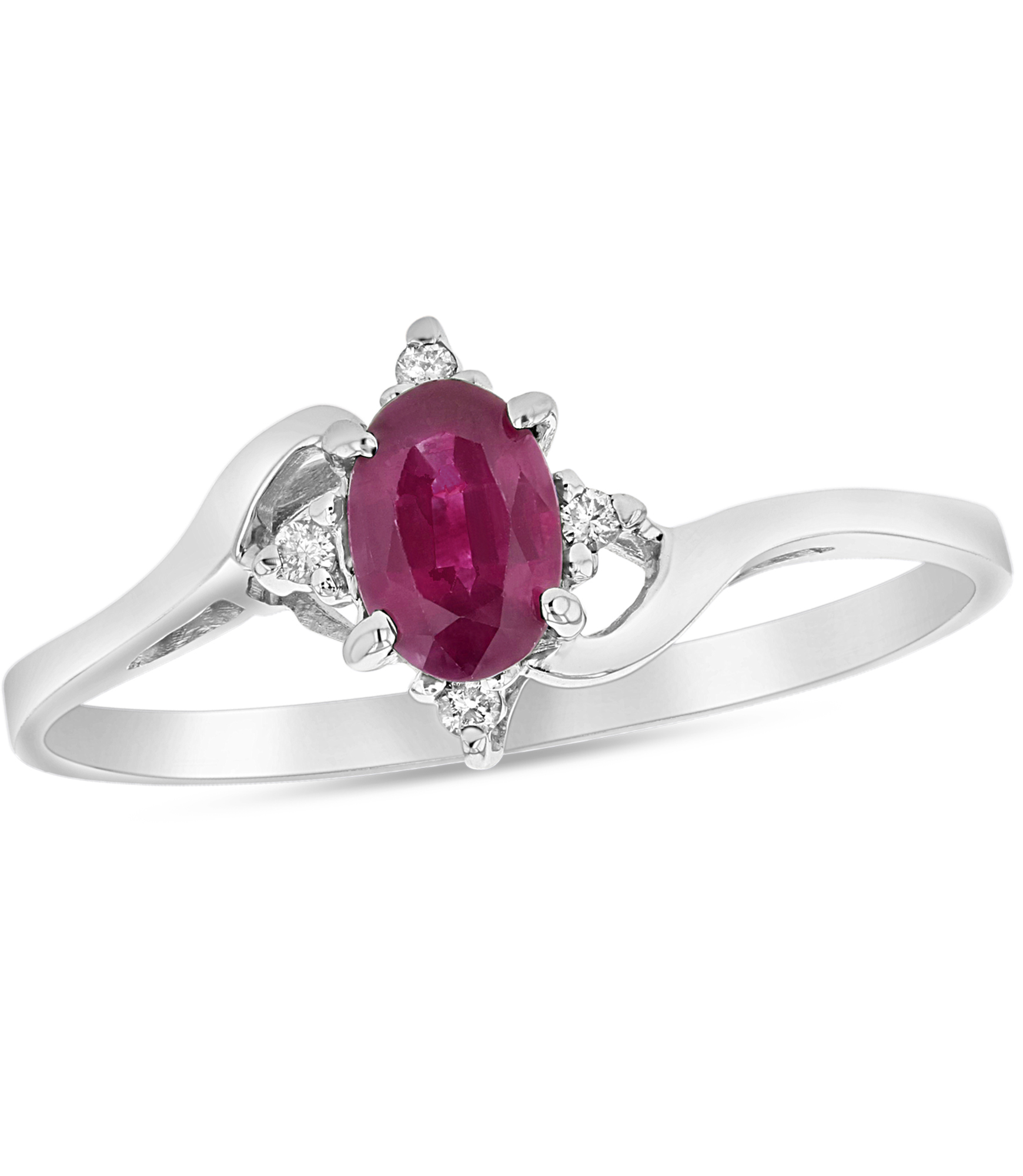 0.43ctw Oval Natural Heated Ruby and Diamond Ring set in 14k Gold