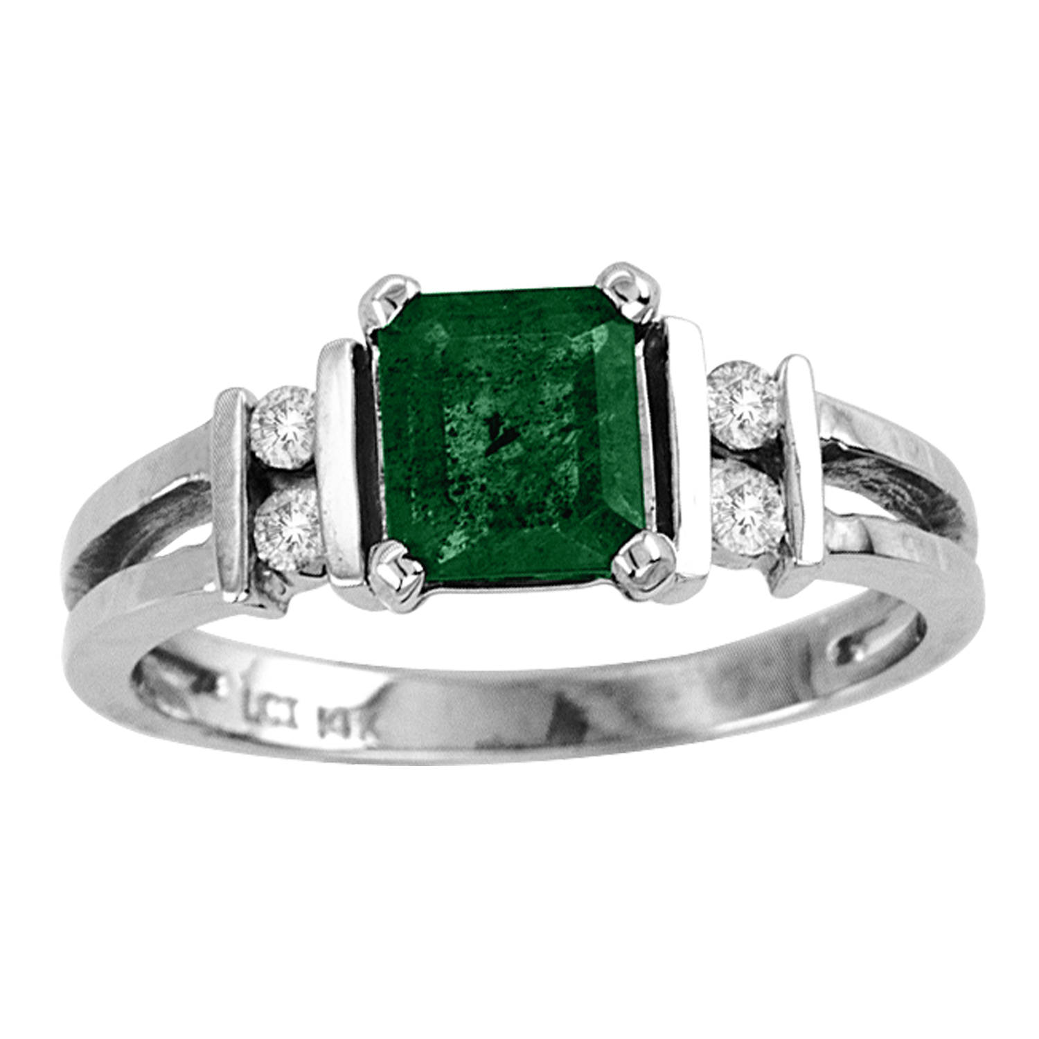 1.00cttw Diamond and Emerald Ring set in 14k Gold