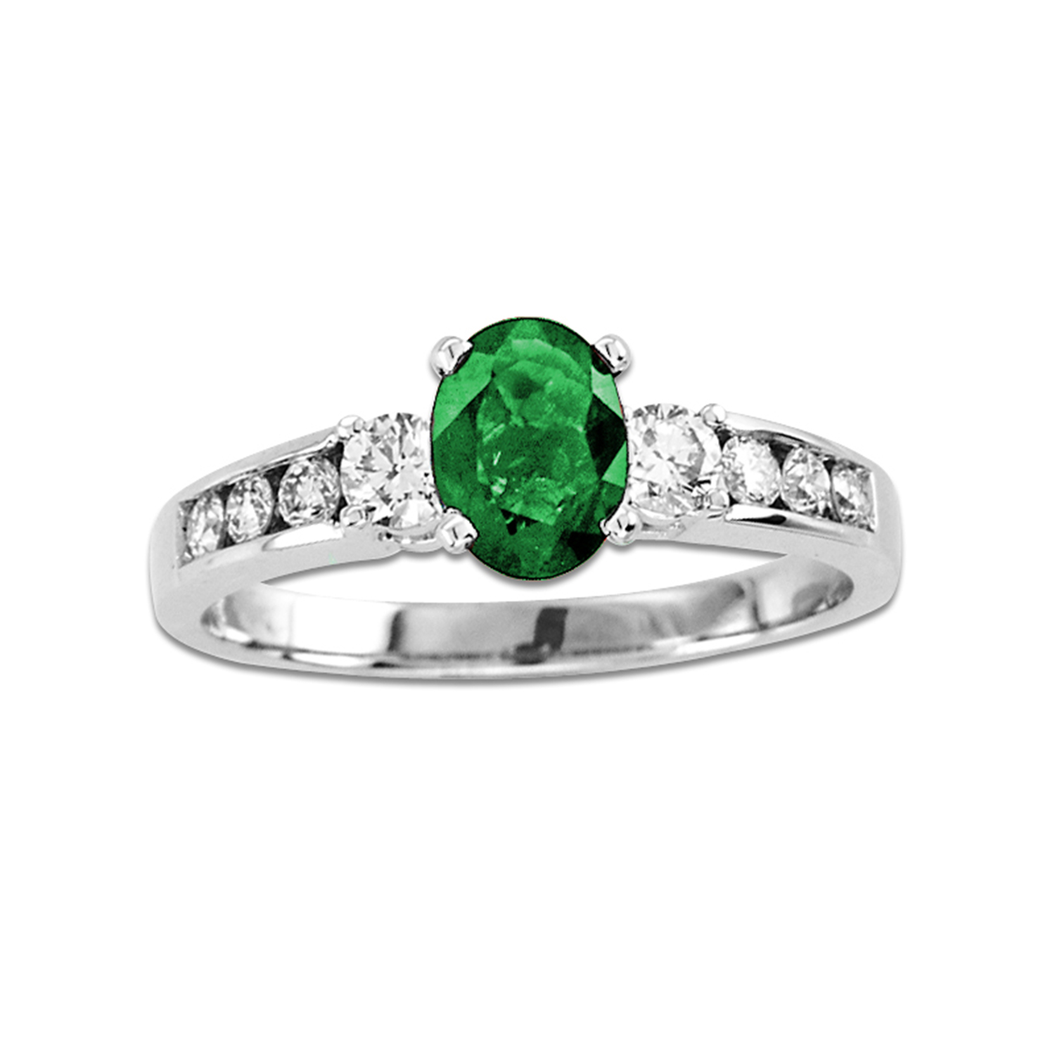 0.40ctw Diamond and Emerald Engagement Ring in 14k Gold