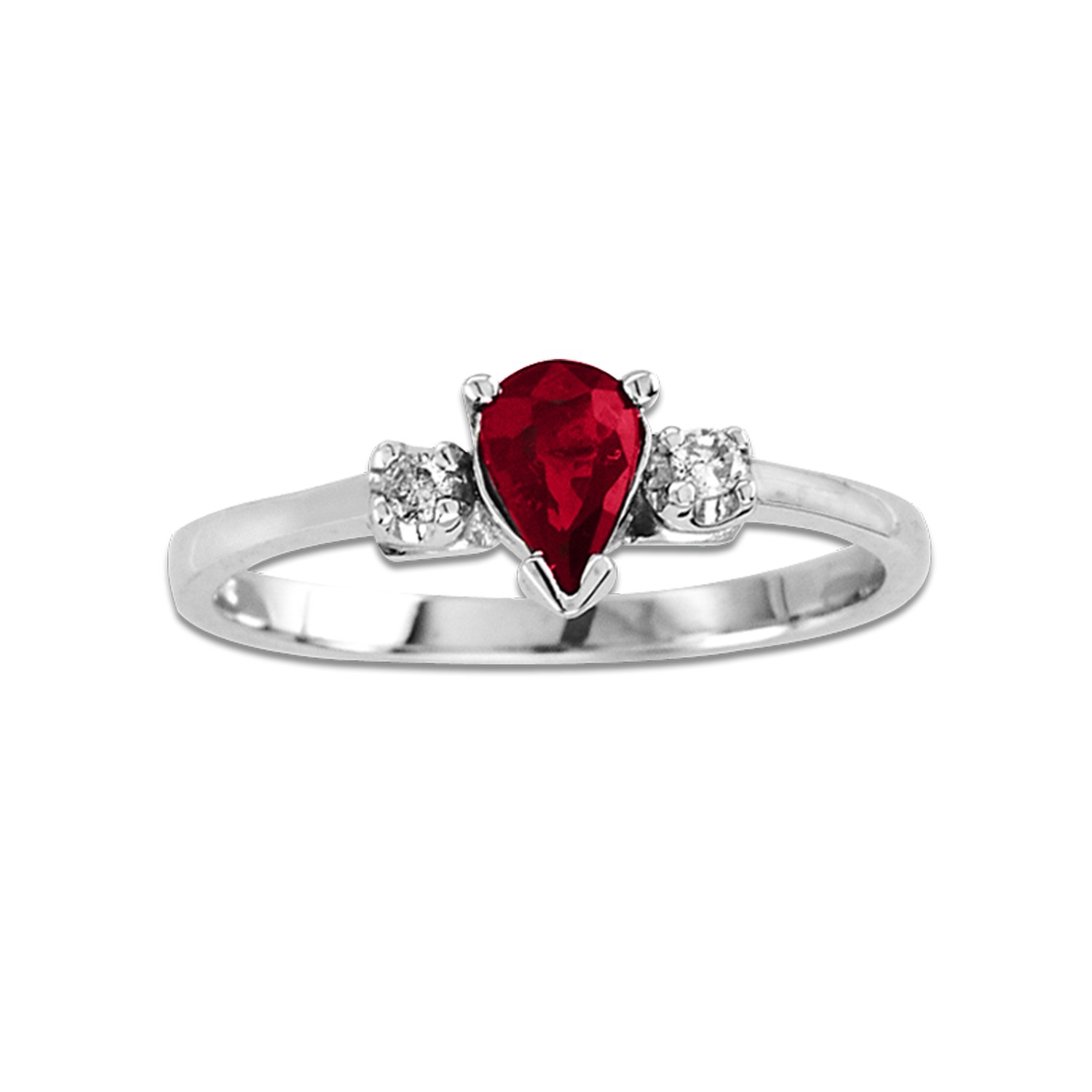 0.49cttw Diamond and Pear Shaped Natural Heated Ruby Ring set in 14k Gold