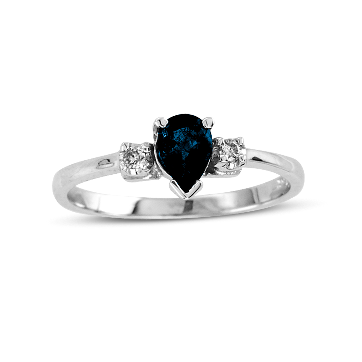 0.51cttw Diamond and Pear Shaped Sapphire Ring set in 14k Gold