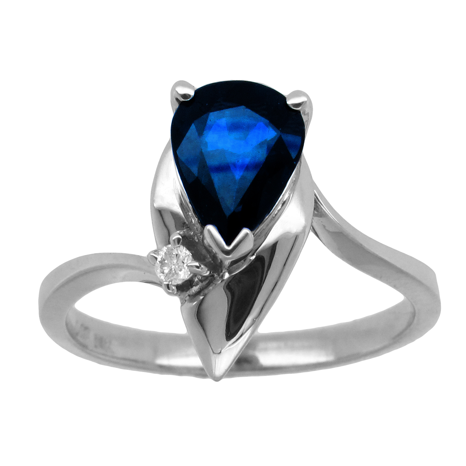 1.30cttw Pear Shaped Sapphire and Diamond Fashion Ring set in 14k Gold