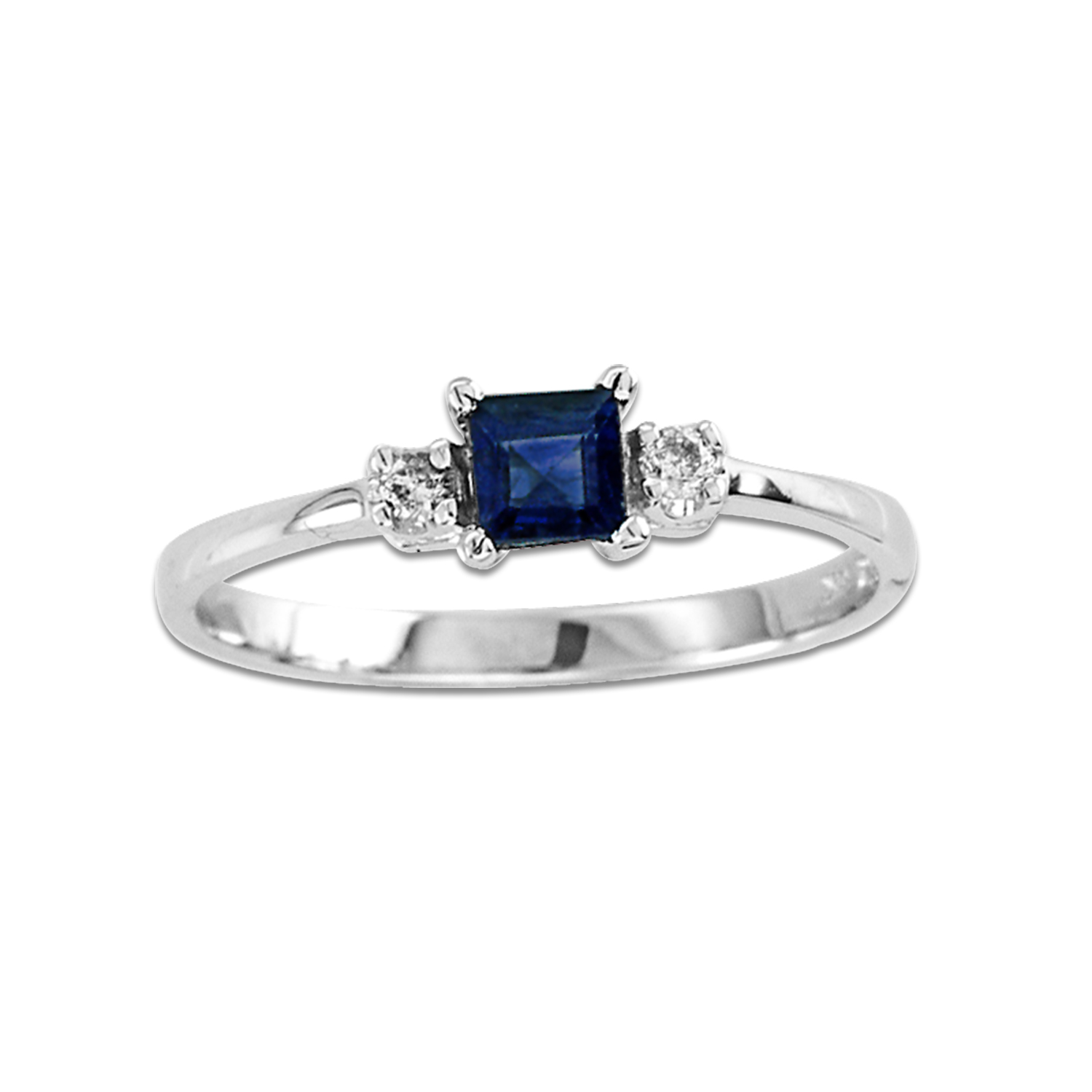 0.46cttw Diamond and Square Sapphire Ring set in 14k Gold