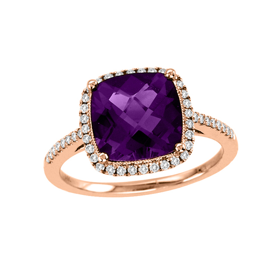 2.84cttw Diamond and Amethyst Fashion Ring in 14lk Rose Gold