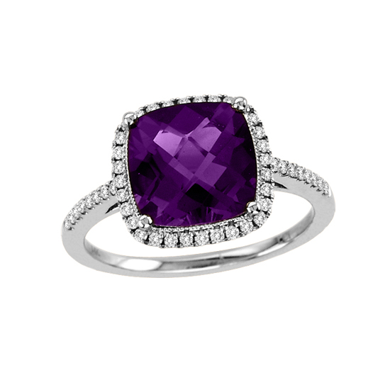 2.84cttw Diamond and Amethyst Fashion Ring in 14k White Gold