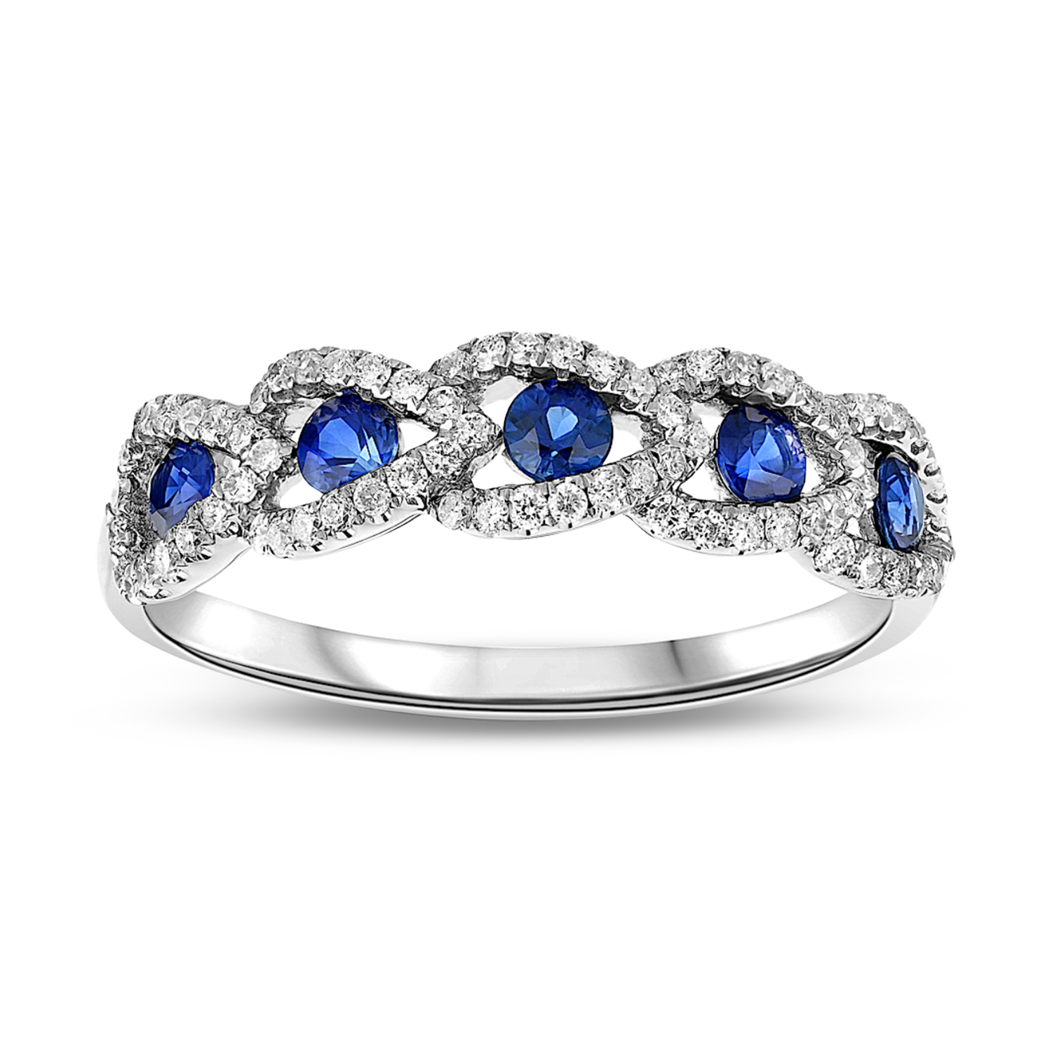 0.70ctw Diamond and Sapphire Wedding Band in 18k Gold