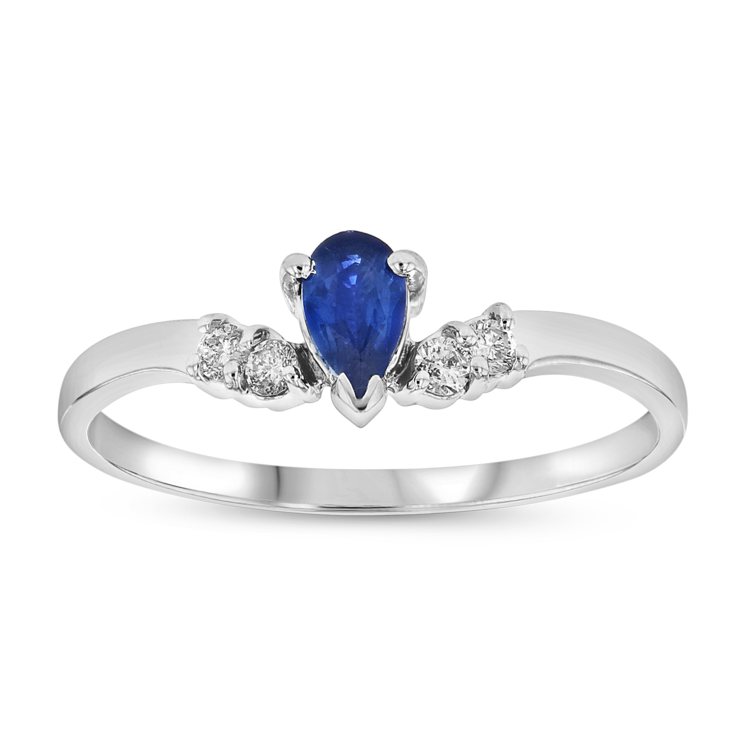 0.08ctw Diamond and Pear Shaped Sapphire Ring in 14k Gold