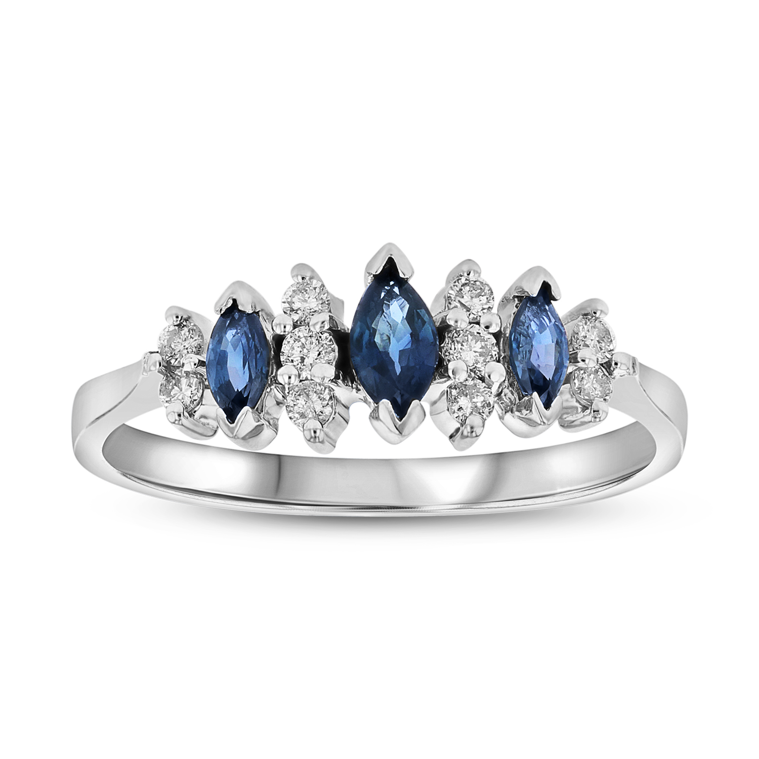 0.15ctw Diamond and Marquis Sapphire Ring in 14k Gold