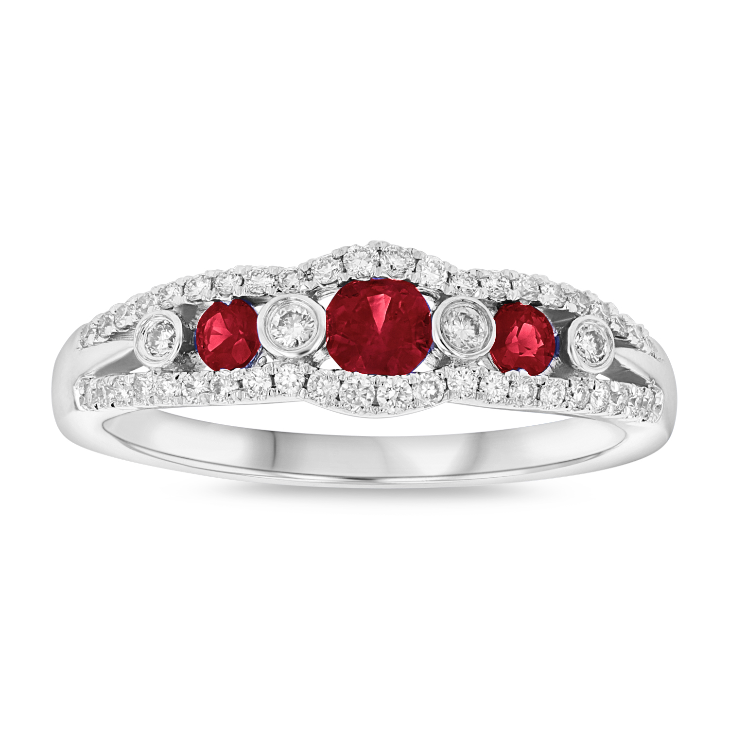 0.61ctw Ruby and Diamond Ring in 14k White Gold