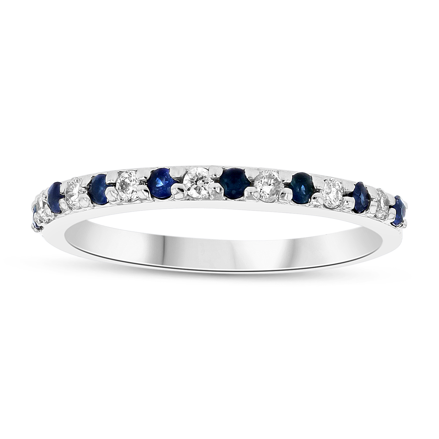 Sapphire and Diamond Wedding Band in 14k Gold