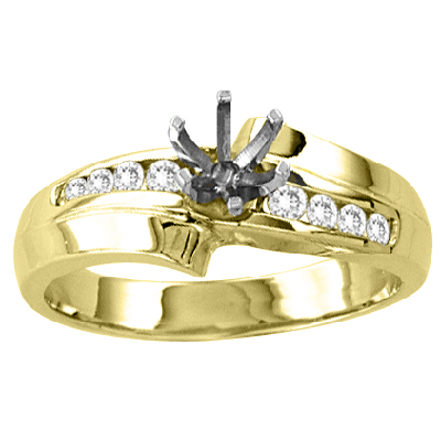 14k Gold Engagement Semi-Mount Ring with 0.20ct tw Round Diamonds