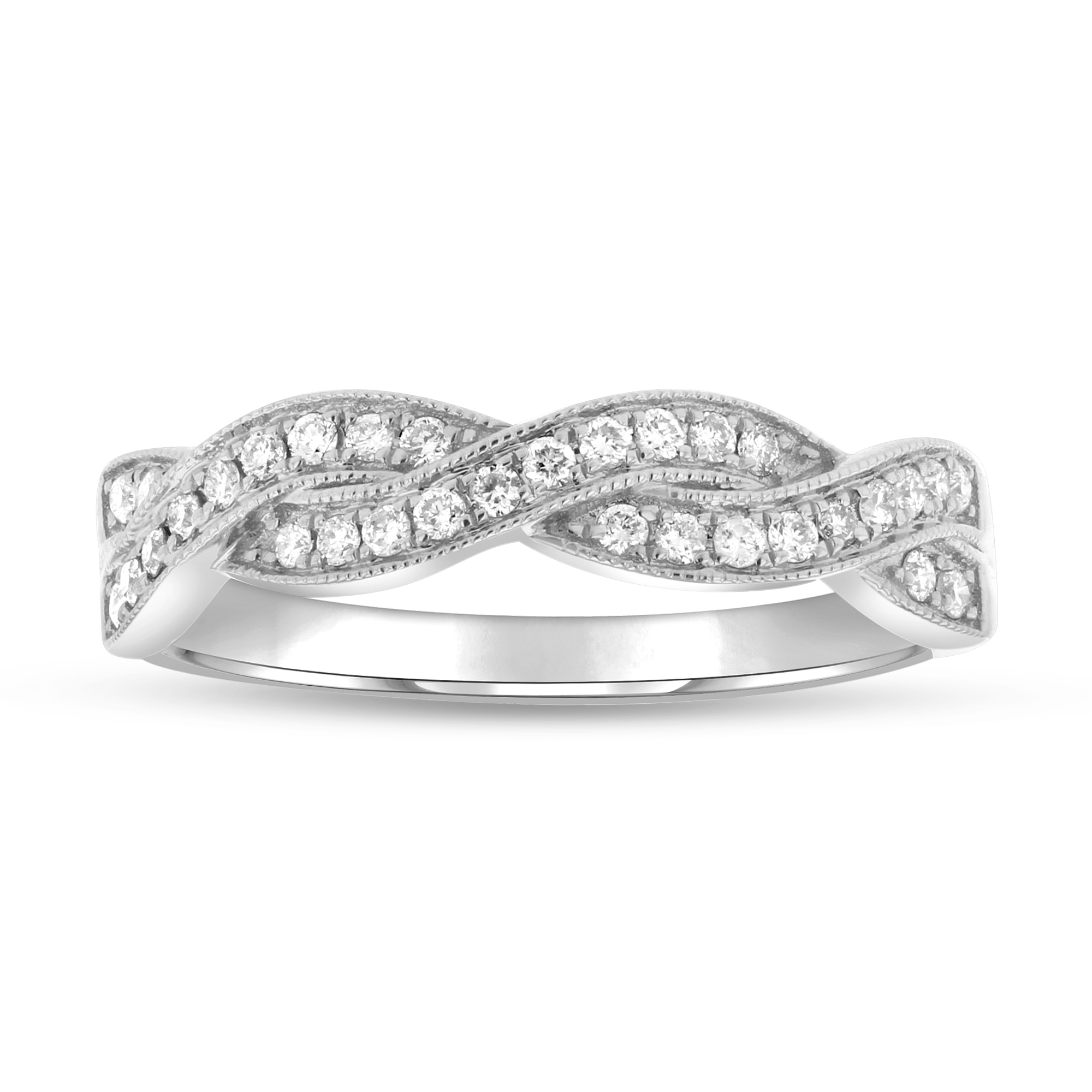 0.22ctw Diamond Crossover Band in 14k White Gold