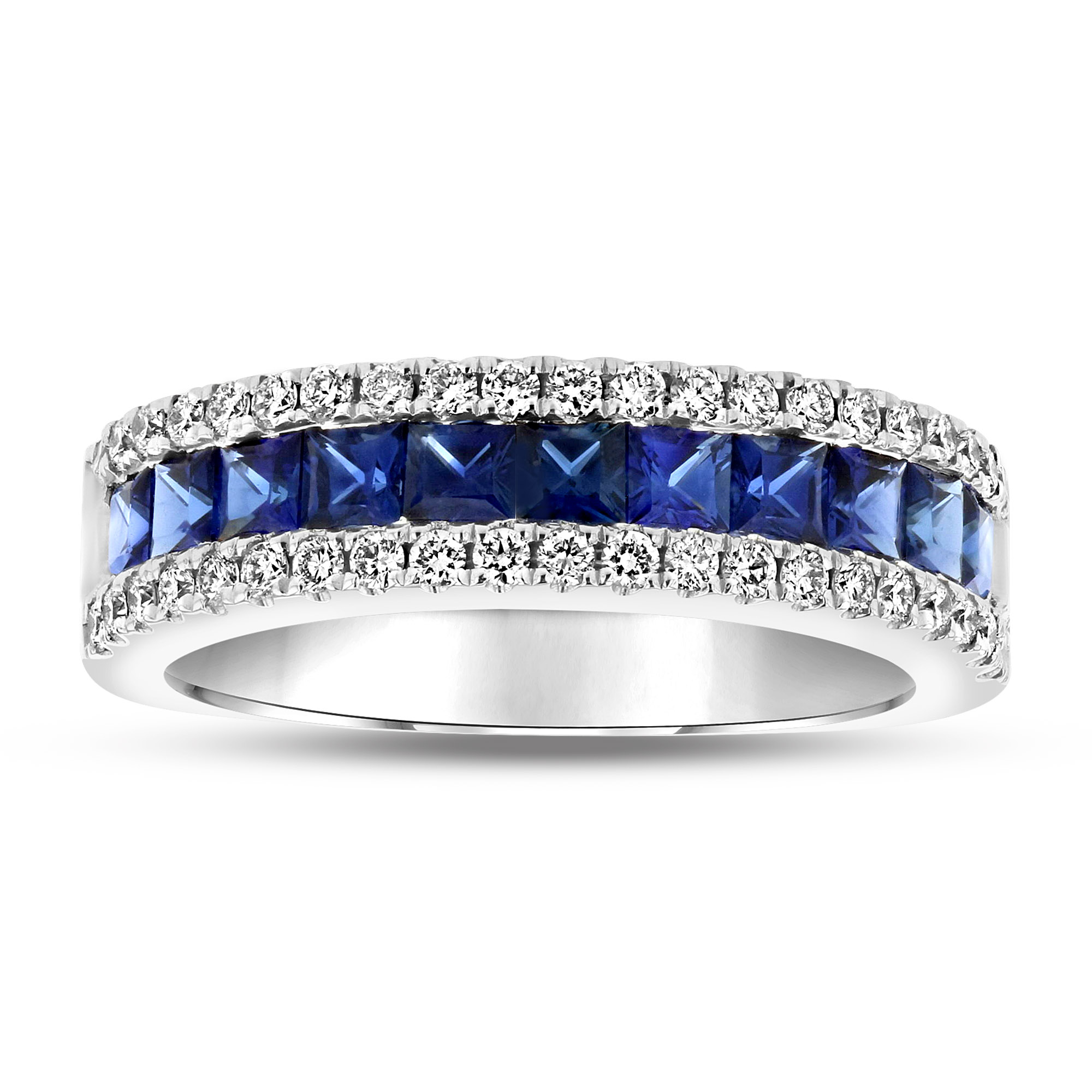 1.42ctw Diamond and Sapphire Ring in 18k White Gold