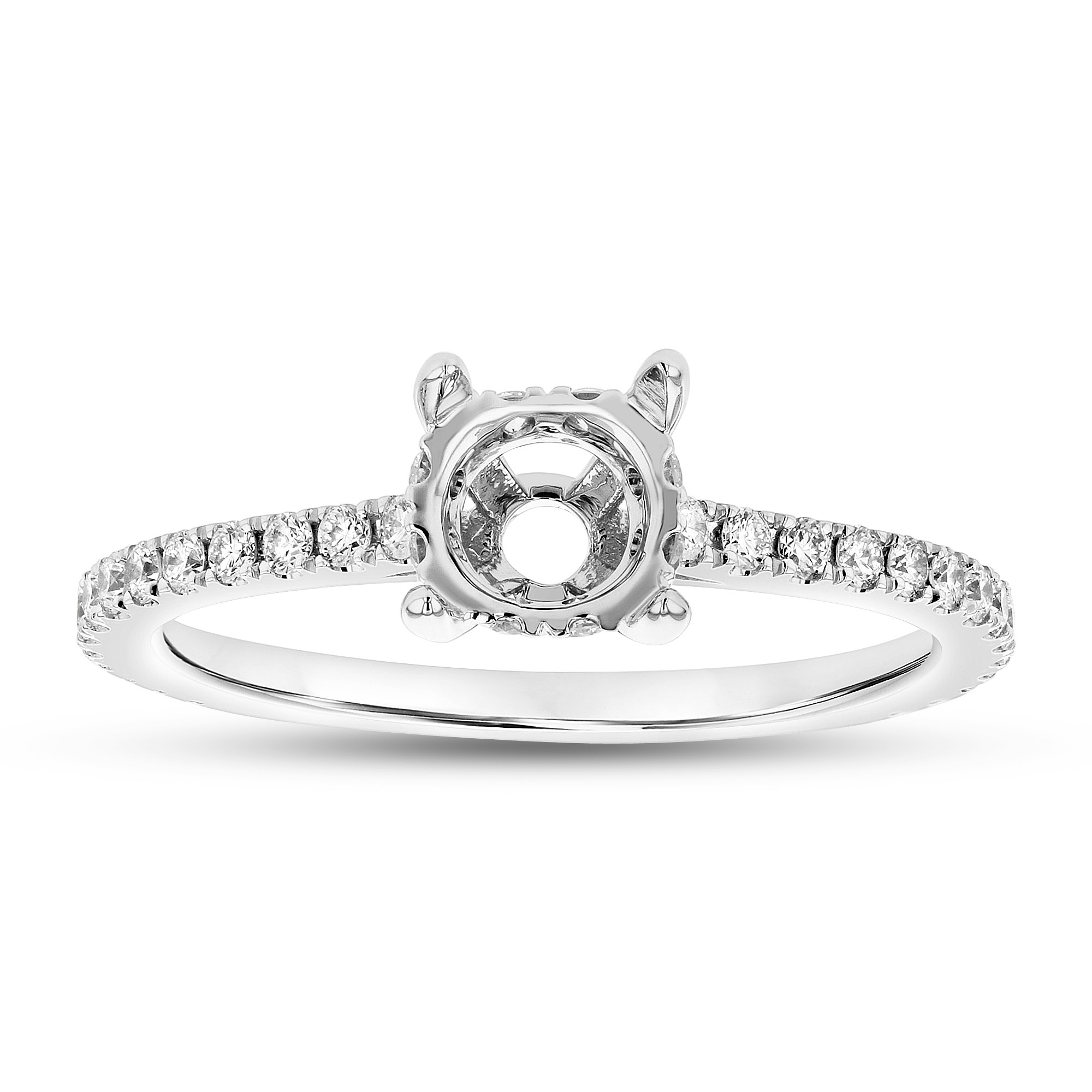 0.37ctw Diamond Semi Mount Engagement Ring in 14k White Gold