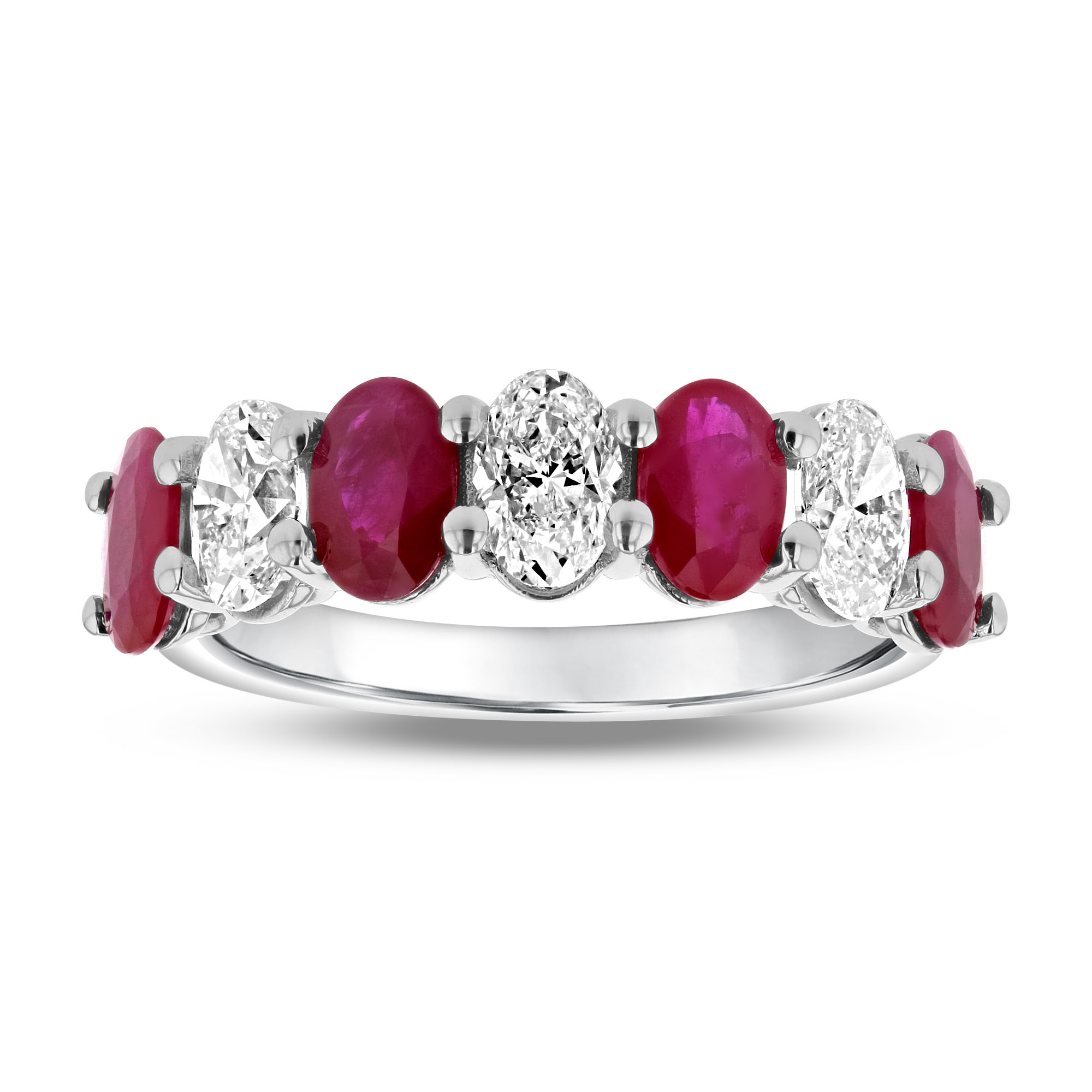 2.95ctw Diamond and Ruby Band in 14k White Gold 