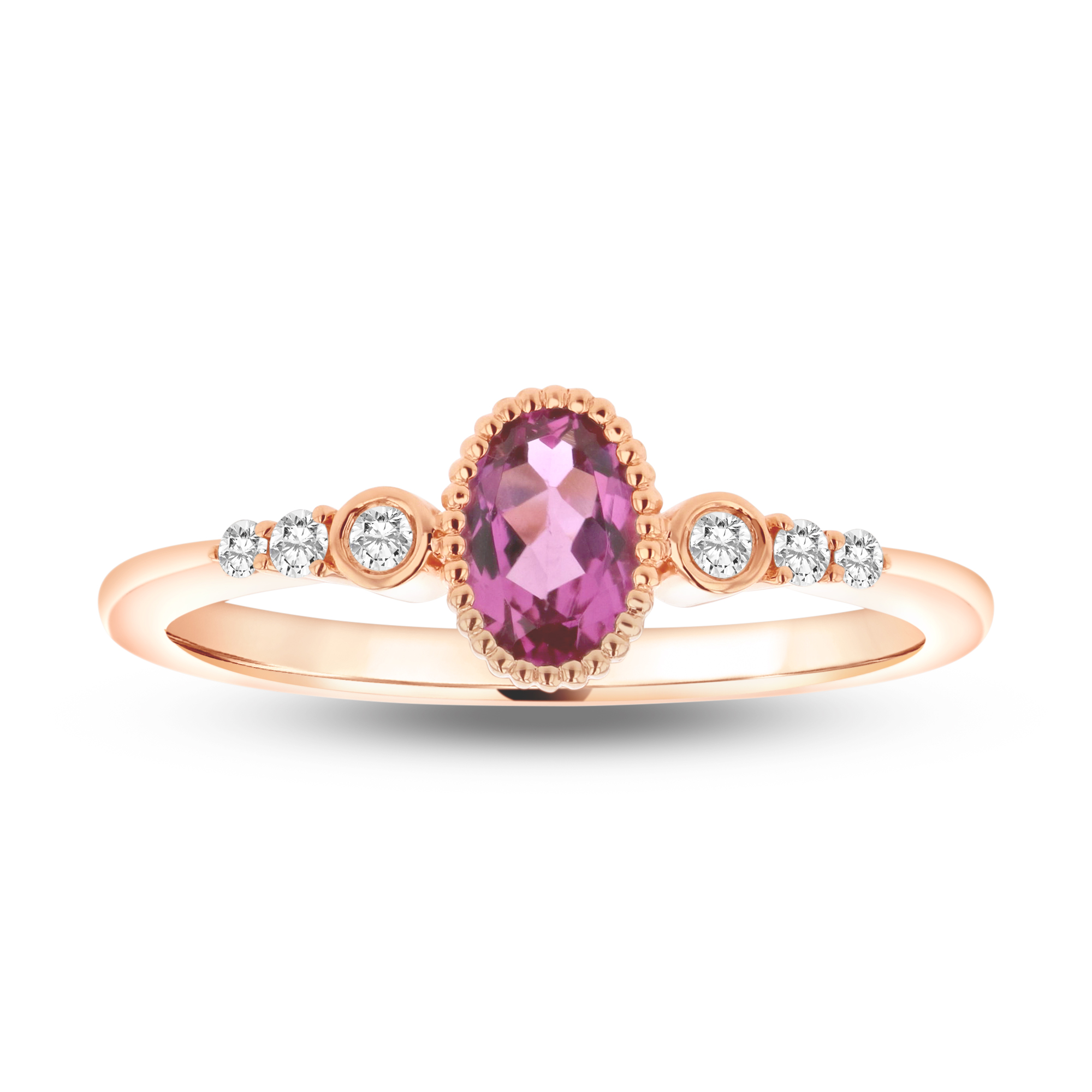 0.08ctw Diamond and Pink Toumaline Ring in 14k Rose Gold