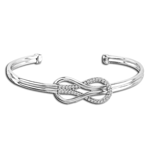 0.02cttw Diamond Sterling Silver Infinity Bangle 