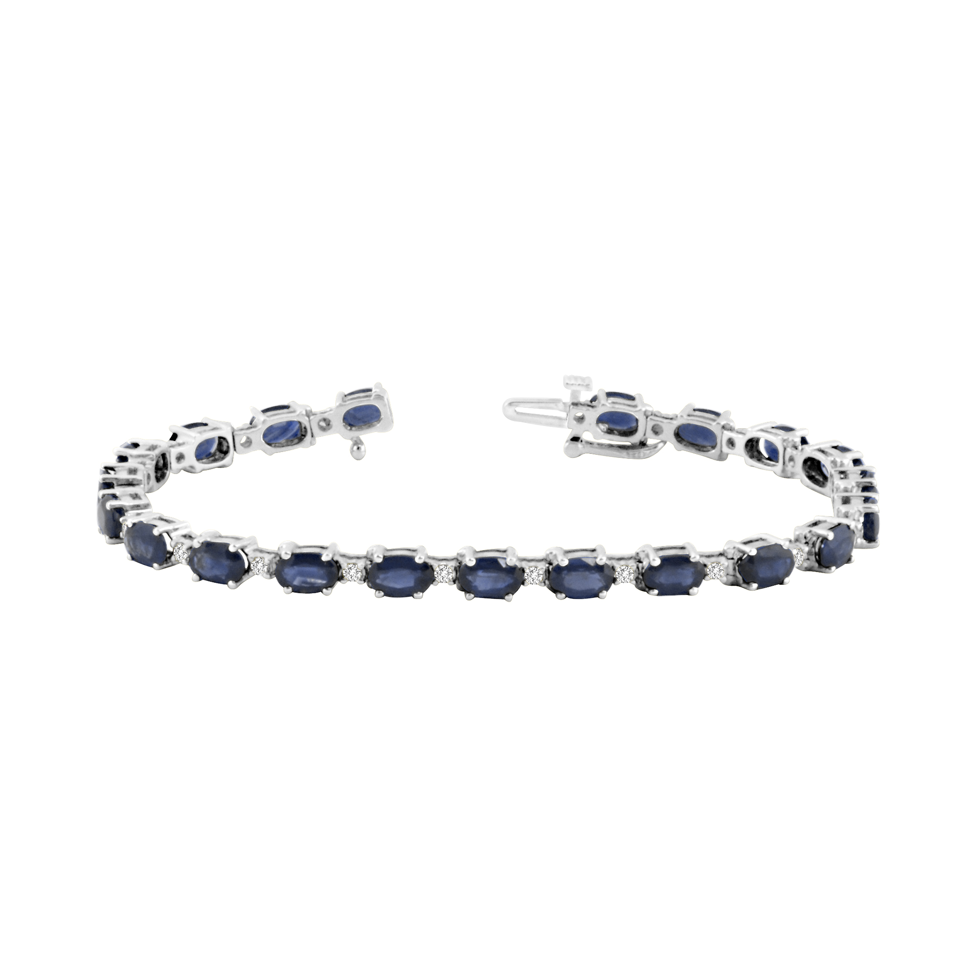 View 10.25ctw Sapphire and Diamond Bracelet in 14k White Gold