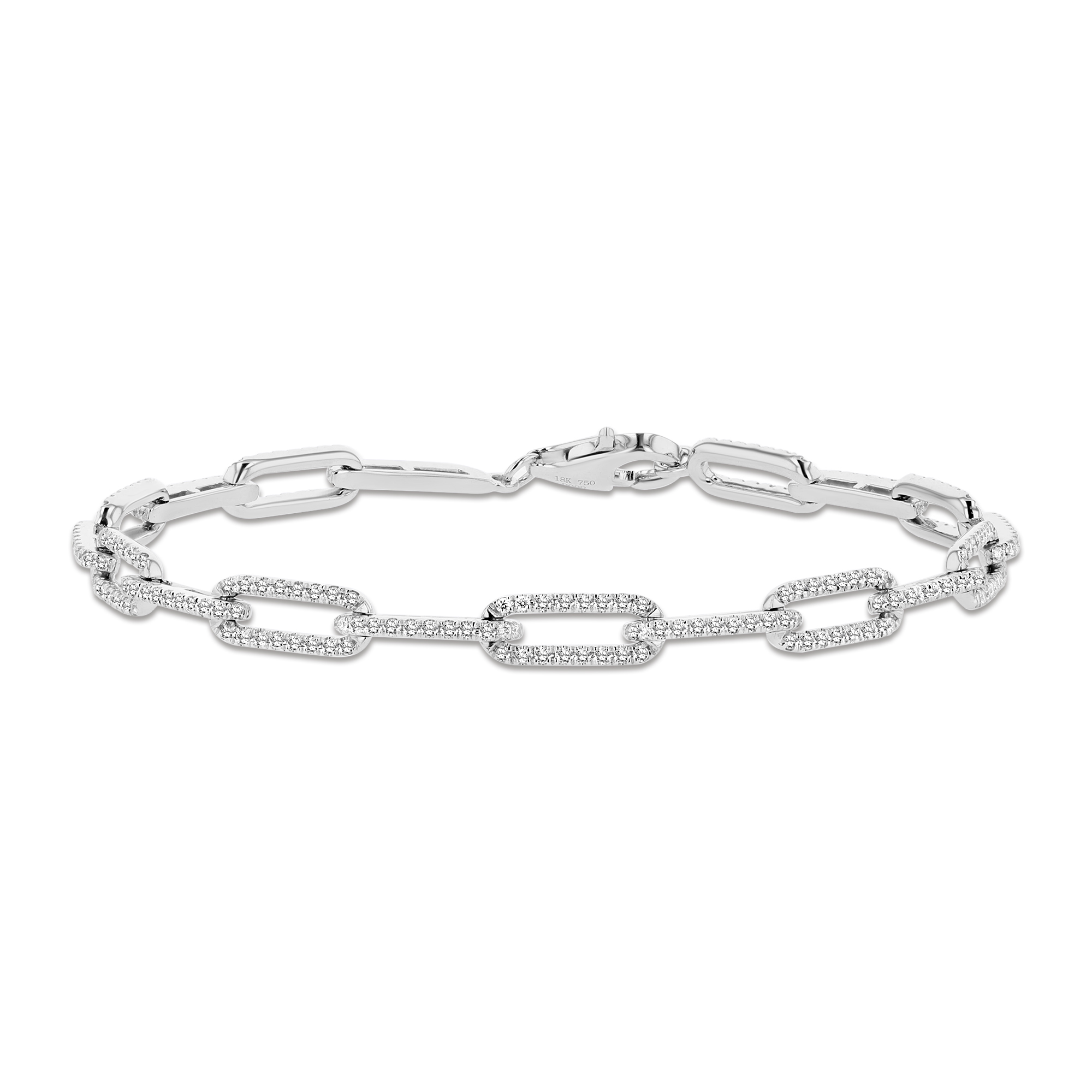 0.99ctw Diamond Paper-Clip Bracelet in 18k White Gold