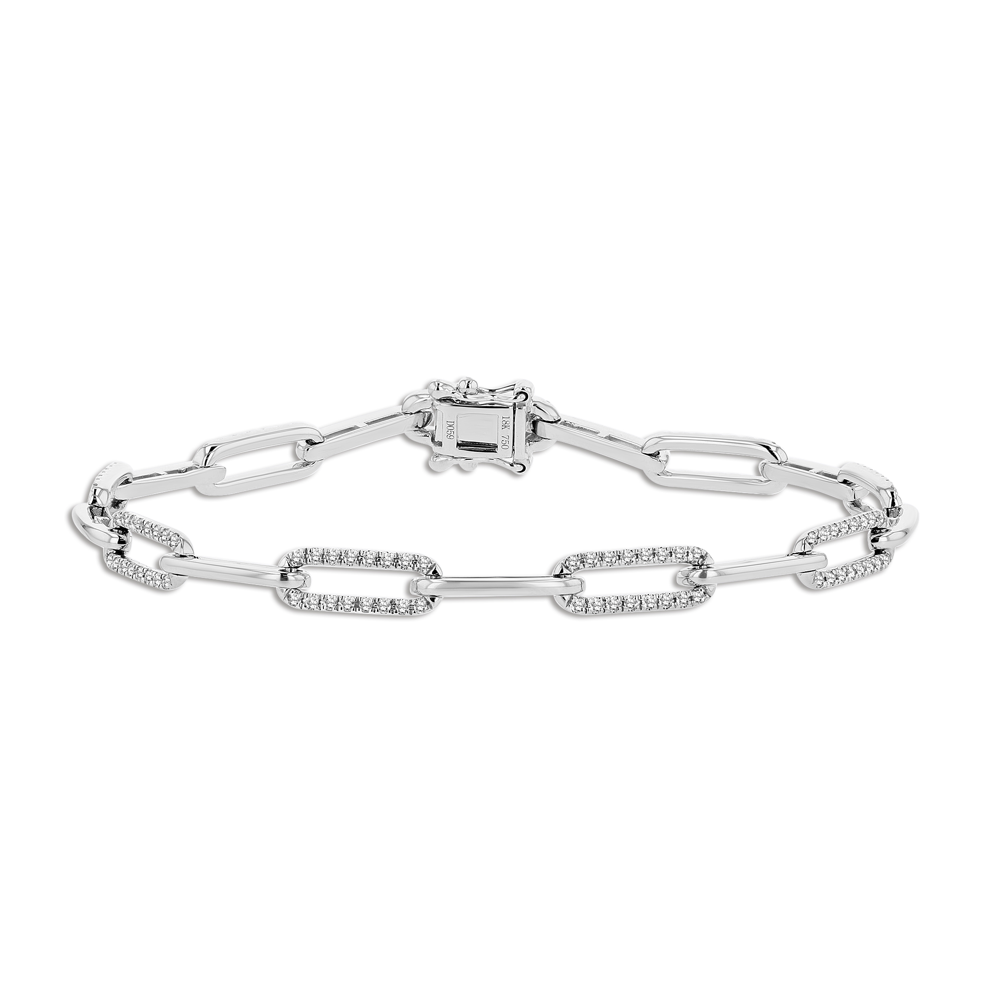 0.59ctw Diamond Paper-Clip Bracelet in 18k White Gold